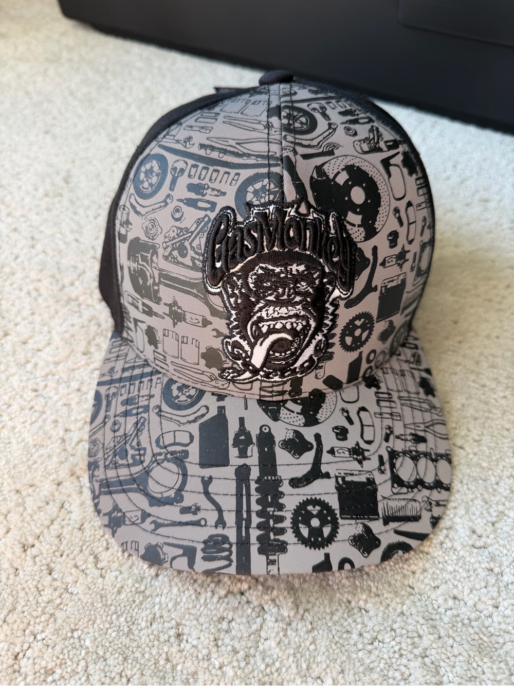 Customizable Mechanic Graphic Snapback Hat - Gray/Black